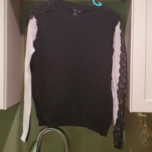 Forever 21 - black sweater - black lace sleeve